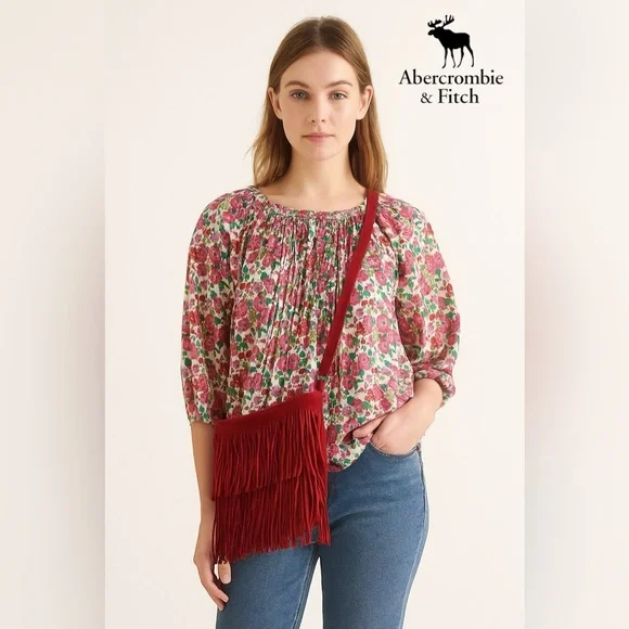 Abercrombie & Fitch Women’s Multicolor Floral 3/4 Sleeved Blouse - Picture 9 of 9